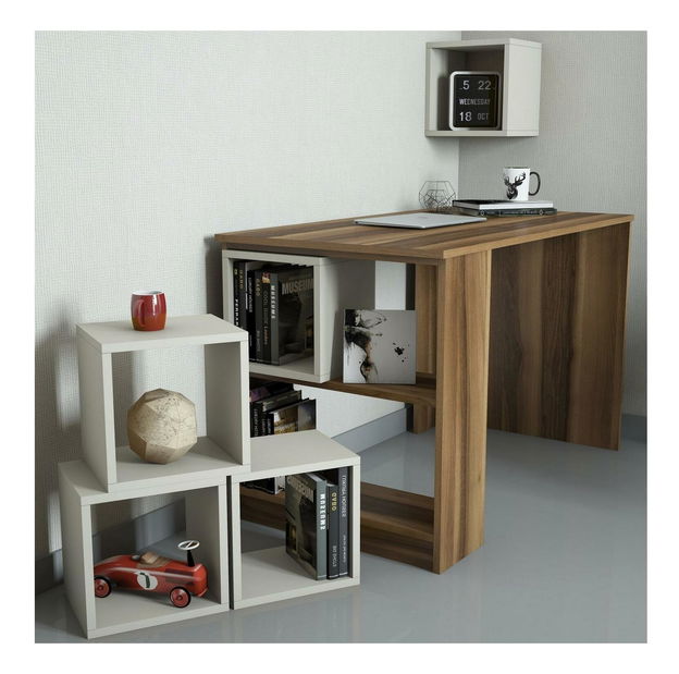 PC asztal polccal Blanchet (dió + krém)