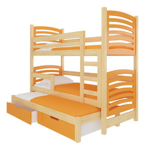 Emeletes gyerekágy 180x75 cm Stanislava (ágyráccsal és matraccal) (fenyő + narancssárga)