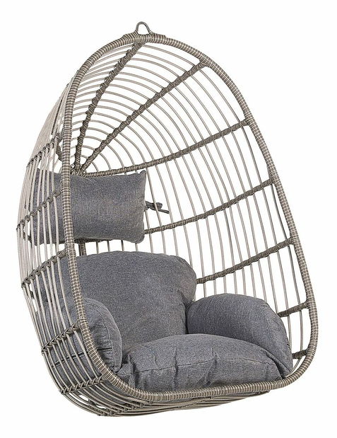 Závesné kreslo CALSO (polyratan) (sivá)