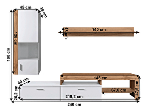 Mobilier living Almir (stejar wotan + alb)