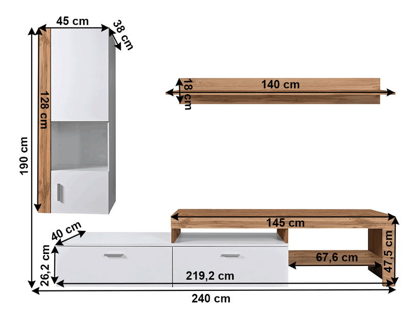 Mobilier living Almir (stejar wotan + alb) *resigilat