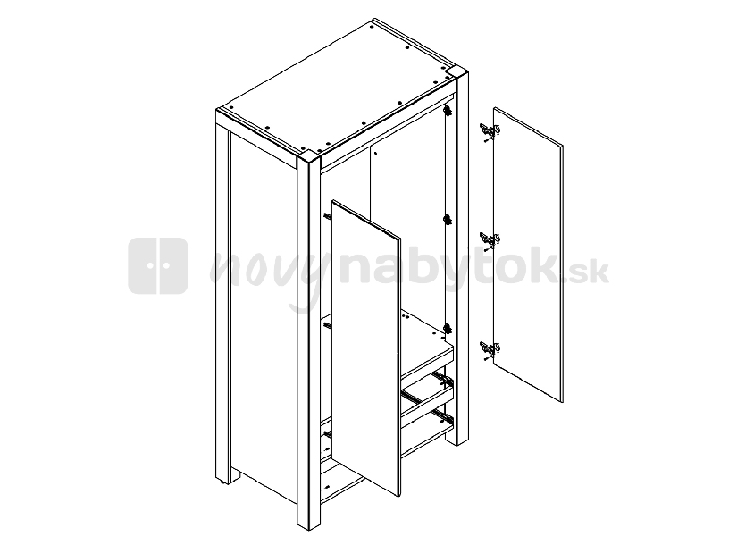 Šatníková skriňa BRW Agustyn SZF2D2S