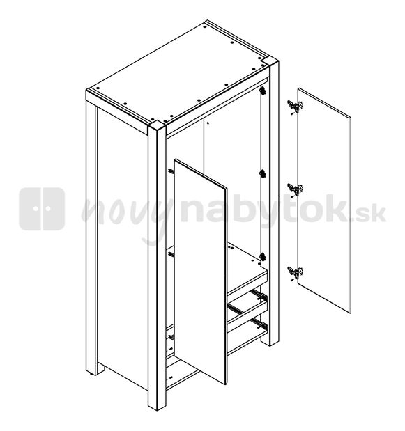 Šatníková skriňa BRW Agustyn SZF2D2S