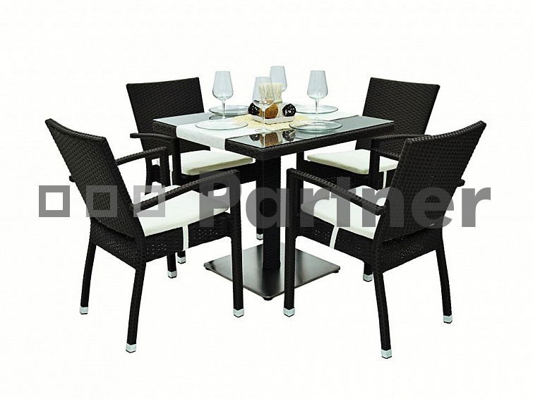 Záhradná zostava Gina 1+4 (hnedá) (um. Ratan)