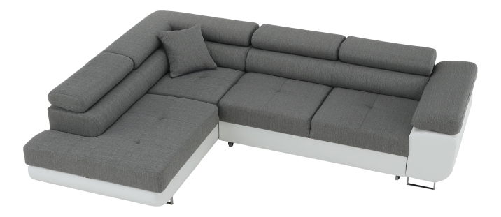 Rohová sedačka Amalinara (biela + sivá) (L)