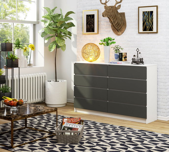 Komoda Koa IV (biela + sivá)