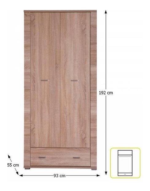 Ormar za garderobu Gary Tip 03 2D1S 