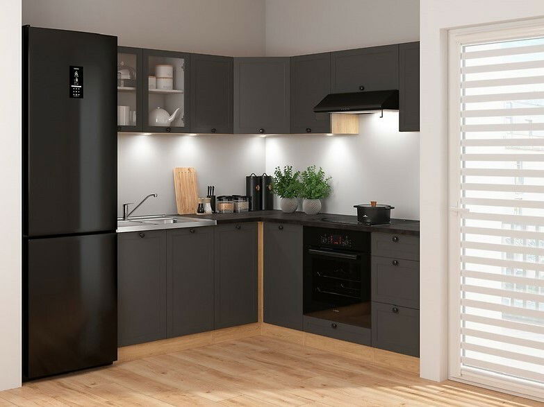 Sarokkonyha Junona Line 240 + 200 cm (Bernstein tölgy + grafit)