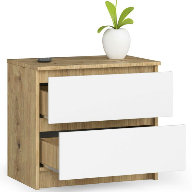 Éjjeliszekrény Kalista (artisan tölgy + fehér)