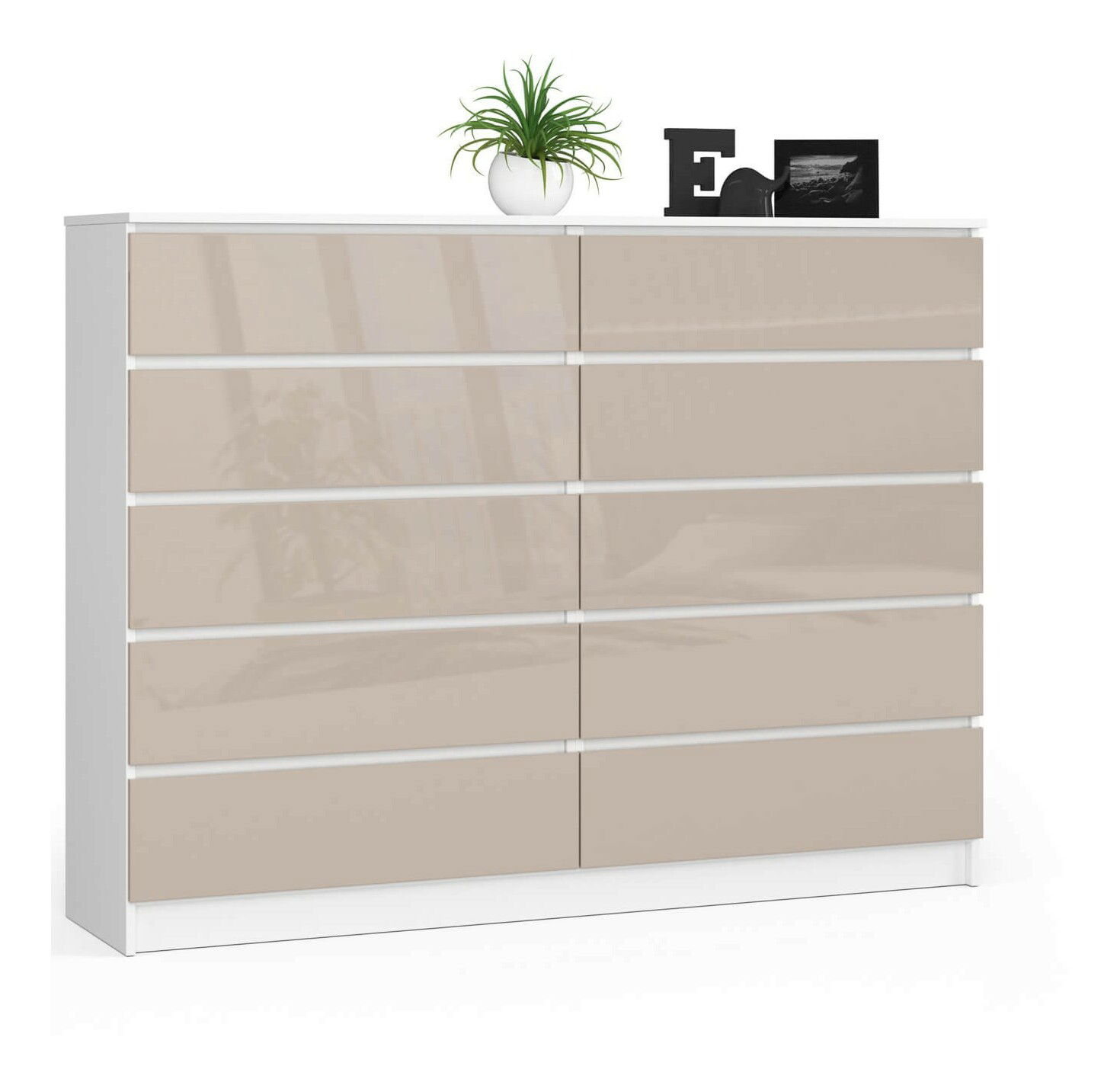 Komód Kurtinaitis 10SZ (fehér + fényes cappuccino)