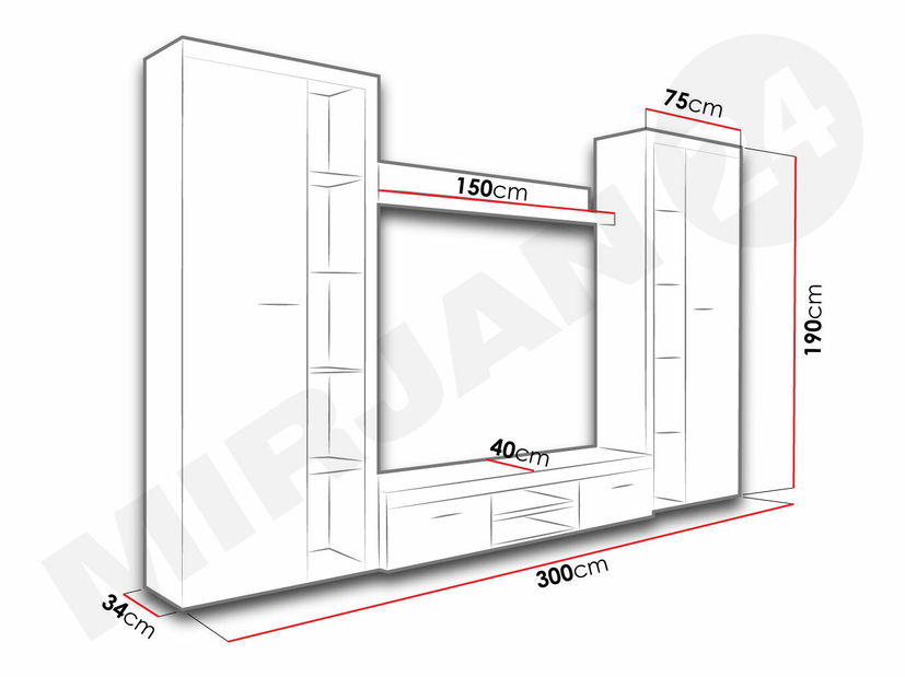 Obývacia stena Rodos XL (dub lefkas) *výpredaj