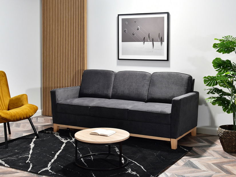 Háromszemélyes kanapé Biblioteca (grafit + tölgy)