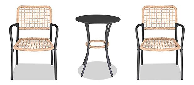Set mobilier de grădină Abril (natural + antracit) (pentru 2 persoane)