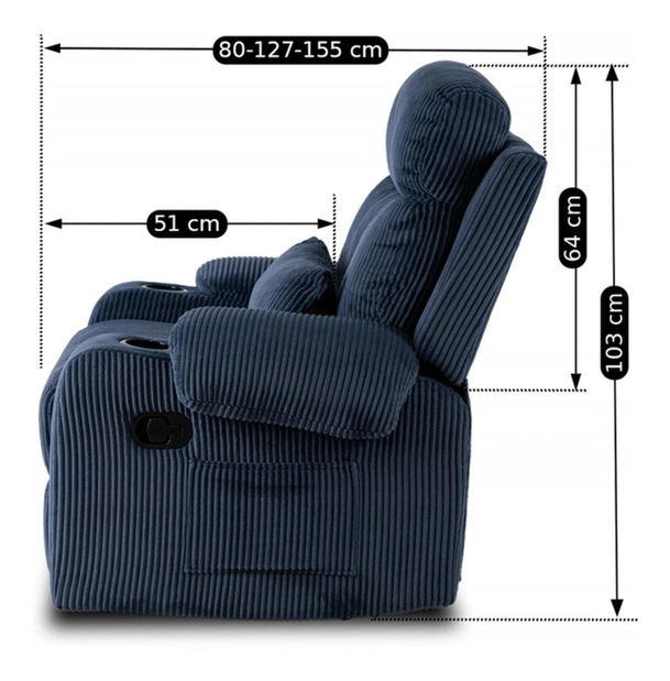Fotoliu reglabil Trigesimo (albastru marin) 