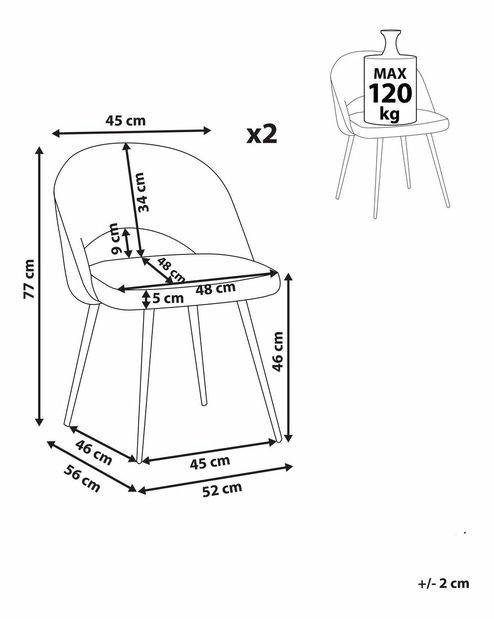 Set 2 buc. scaune de sufragerie VIVANI (albastru)
