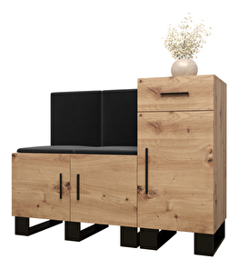 Set mobilier pentru hol Amanda 18 (Stejar artisan + Negru)