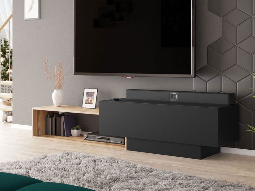 Măsuță TV universală – Karidor (stejar wotan + negru) *resigilat