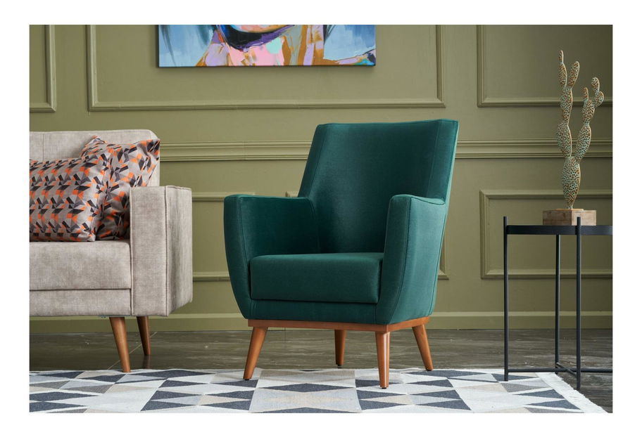 Fotelja Goncoletta (zelena + orah)