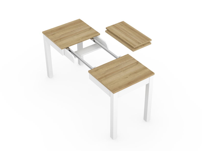 Masă de sufragerie Omega 03 (Stejar riviera + alb) (pentru 4-6 persoane)