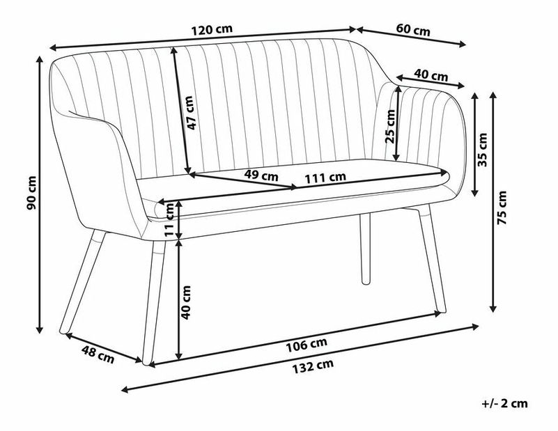Pohovka dvojsedačka TORBY (sivá)