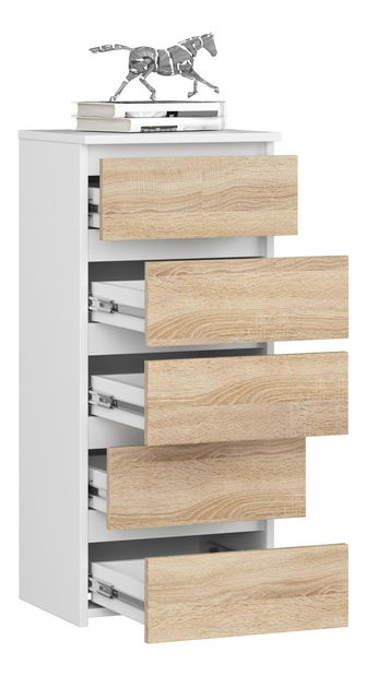Komoda Cipriano III (biela + dub sonoma)