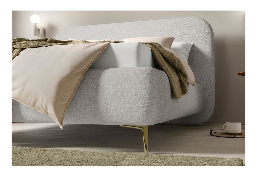 Franciaágy 180 cm Mononoke 180 (ágyráccsal) (világos bézs + arany)