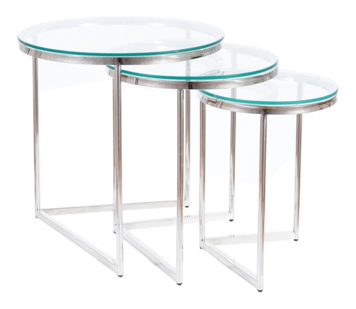 Stolić za kavu Tia (staklo + krom)