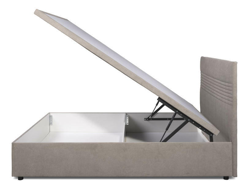 Pat matrimonial 160 cm Reiteradas (bej) (cu somieră) (cu sp. depozitare)