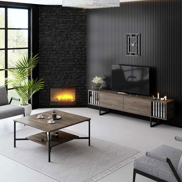 TV asztal/szekrény Chromonise (dió + fekete)