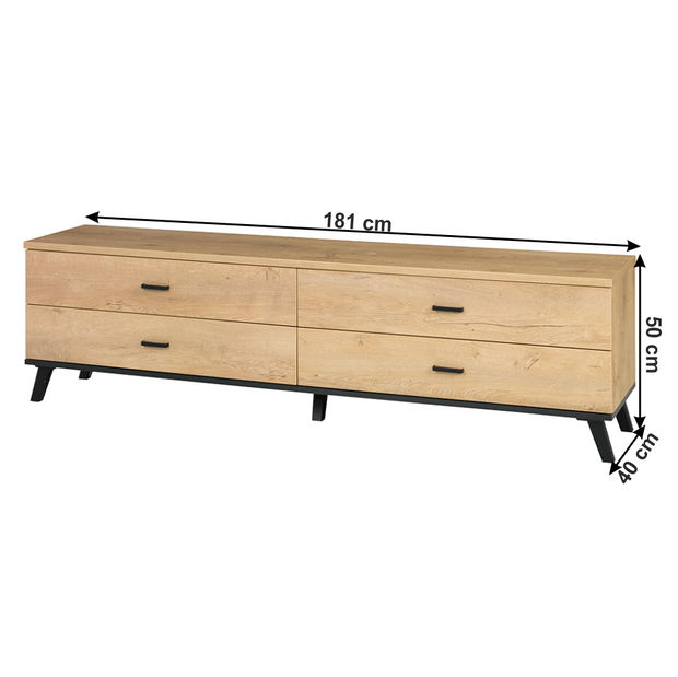 TV asztal/szekrény typ 6 Siralla (lefkas tölgy + fekete)