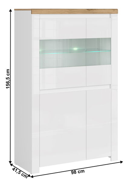 Vitrin Vilgi 2D2W (fényes fehér + wotan tölgy)