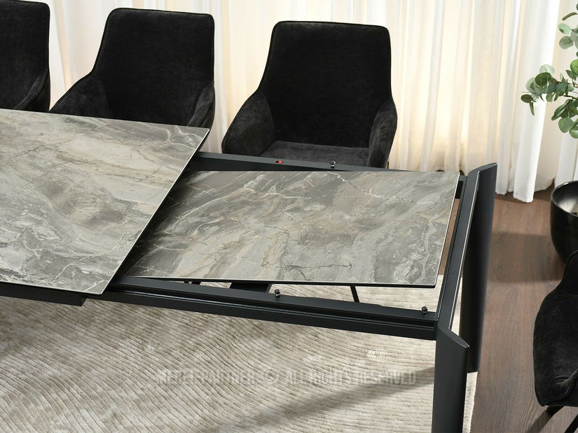 Masă sufragerie Telefonico (marmură + negru)