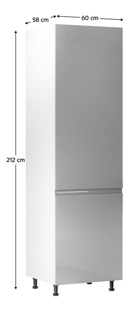 Konyhaszekrény beépített hűtőre D60ZL Aurellia (fehér + fényes szürke) (J)