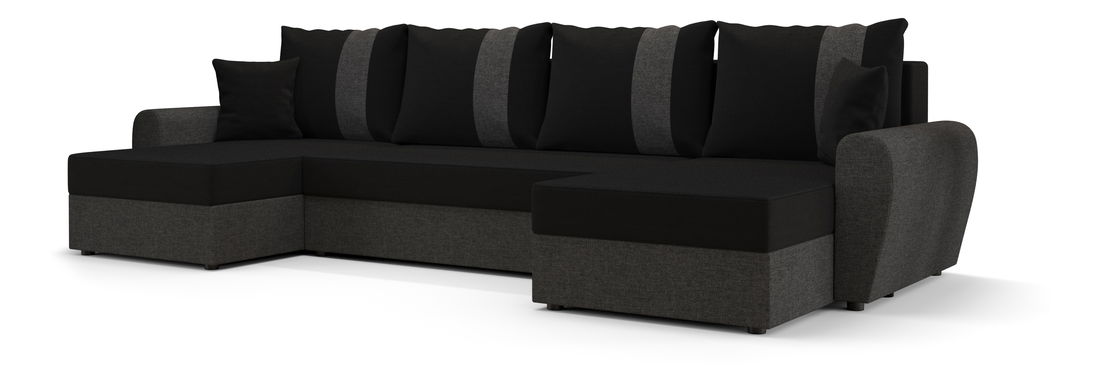 Kutna garnitura u obliku slova U Daven U (crna + siva)