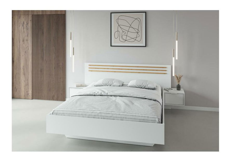 Set postel a 2 ks nočných stolíkov Frens (biela + dub artisan)