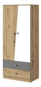 Dulap de haine Seraphina WK1 (stejar artisan + alb + gri)