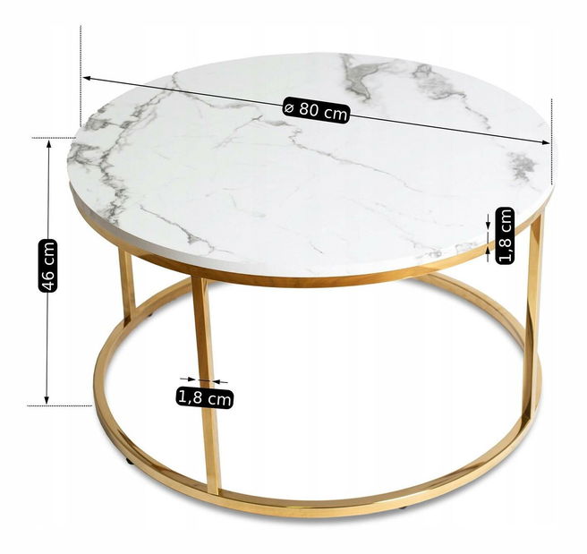 Stolić za kavu Aparentar Max (bijeli mramor + zlatna) 