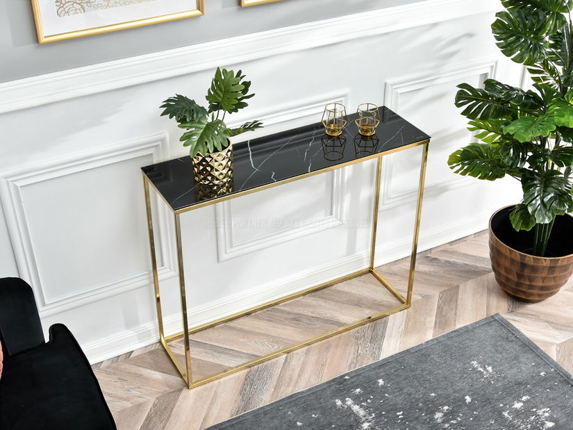 Konzolový stolík Bella Kons (čierna + zlatá)