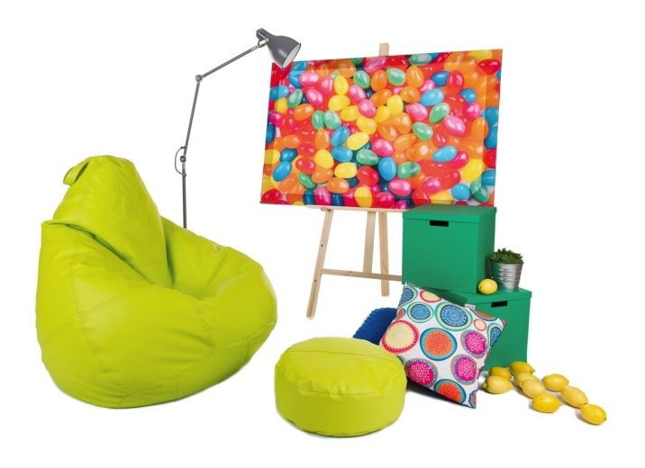 Fotoliu puf cu taburete Pară XXXL (limetă)