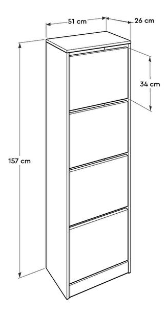 Cipőtároló (cipősszekrény) Shecoletta 4 (fehér)