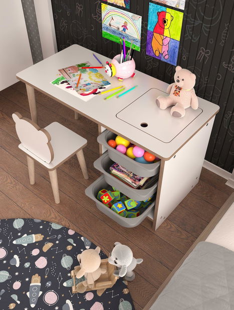 Măsuță pentru copii cu scaun Sonka 1 (alb + gri)