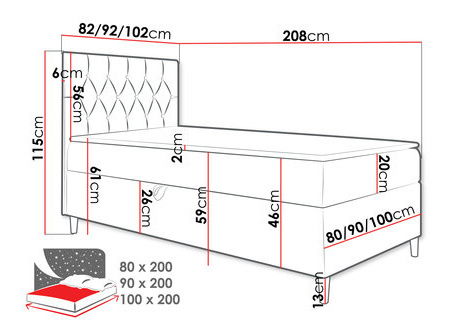Pat de pesoană 100cm Rivaldi 1 (alb + roșu)