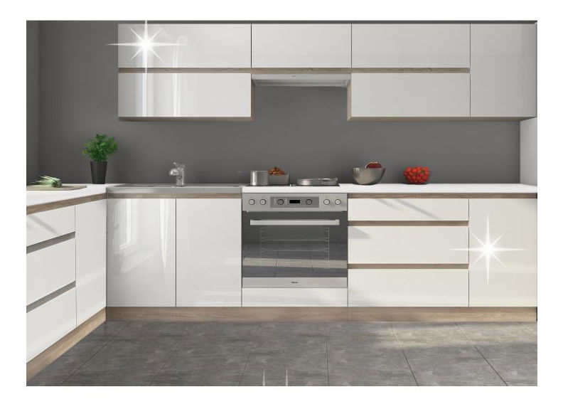 Konyha Lilouse 260 cm sonoma tölgy + extra magasfényű fehér *kiárusítás
