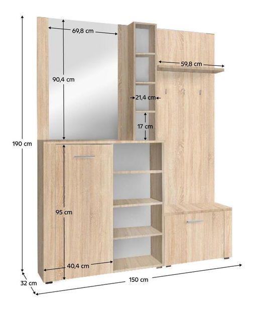 Set mobilier hol Fulgores (stejar sonoma)