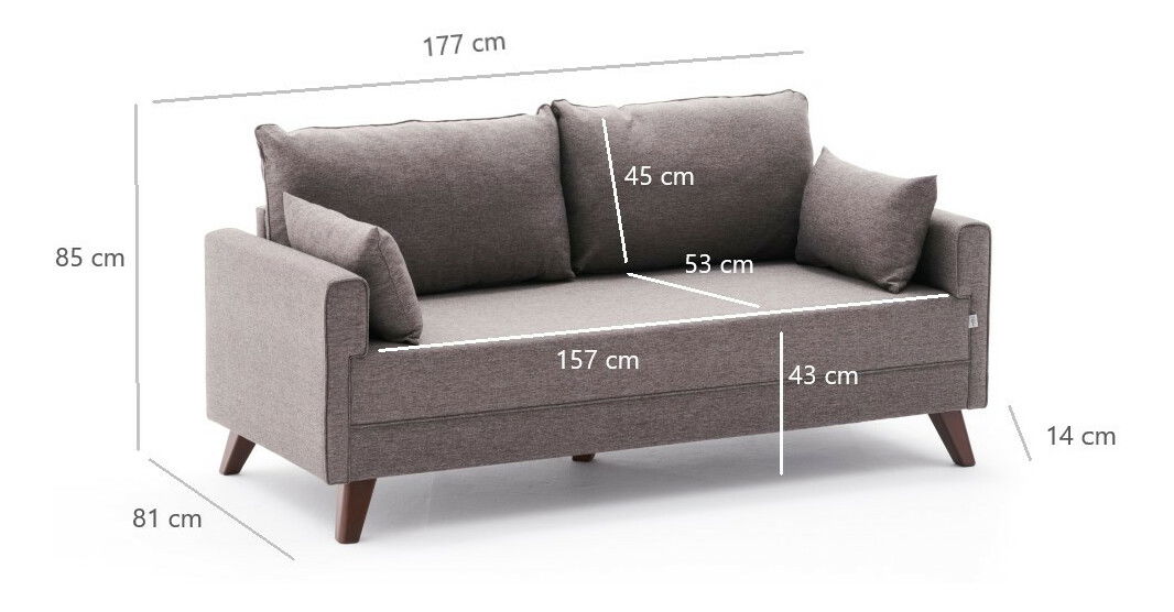 Kétszemélyes kanapé Bellina (barna)