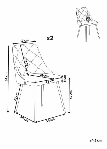 Set 2ks. jedálenských stoličiek Valero (svetlosivá)