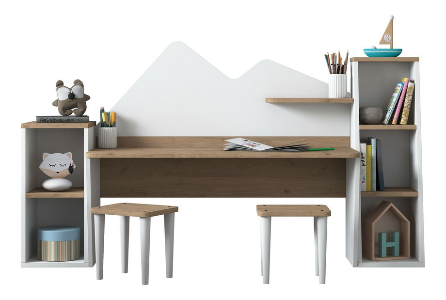 Gyerekasztal székekkel Daniela (fehér + dió)