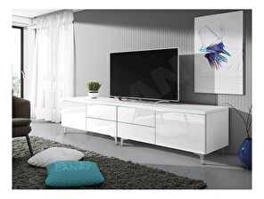 Set 2 mese TV Clea XI W Double (Alb + lucios Alb) (cu iluminat LED albastru)