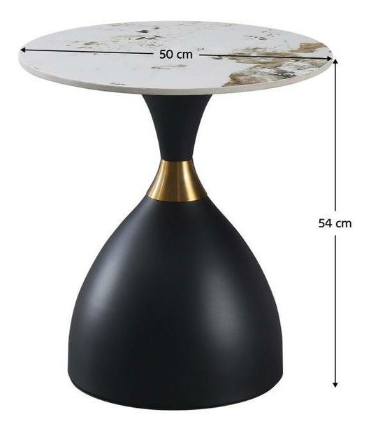 Stolić za kavu Odoso (mramor bijeli + crna + zlatna) 