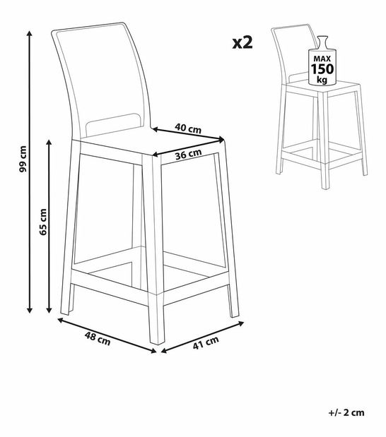 Set barskih stolica (2 kom.) Worpenza (crna) 